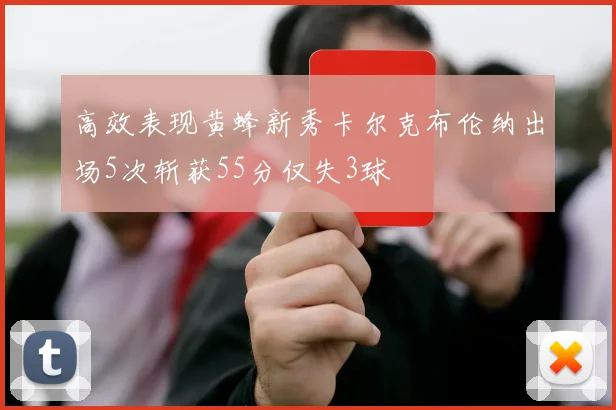 高效表现黄蜂新秀卡尔克布伦纳出场5次斩获55分仅失3球